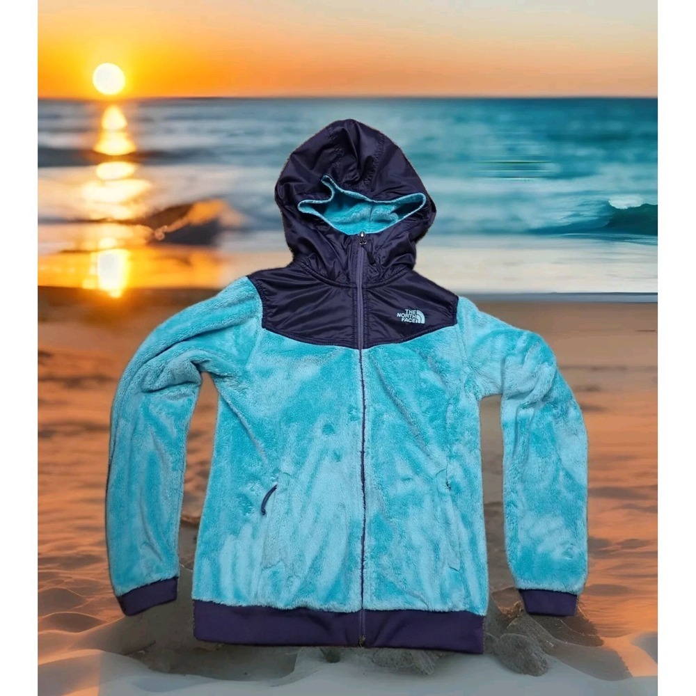 The North Face Osito Fleece Hoodie Womens Small Blue Purple Excellent Full Zip